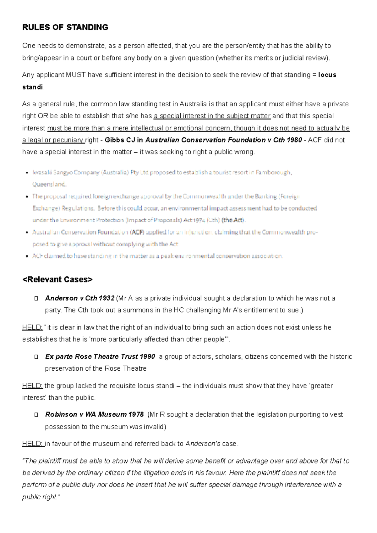 Case Study: Rules of Standing for Exam Preparation - Studocu