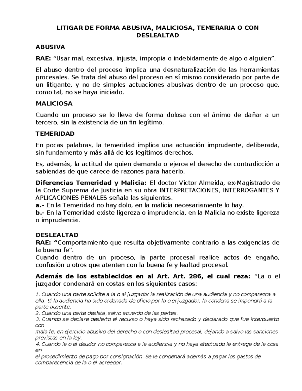Litigar DE Forma Abusiva, Mailiciosa, Temeraria - LITIGAR DE FORMA ...