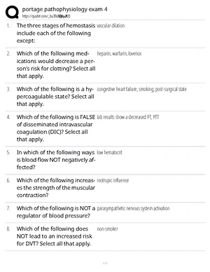BIOL331 Pathophysiology Exam 4 Study Guide