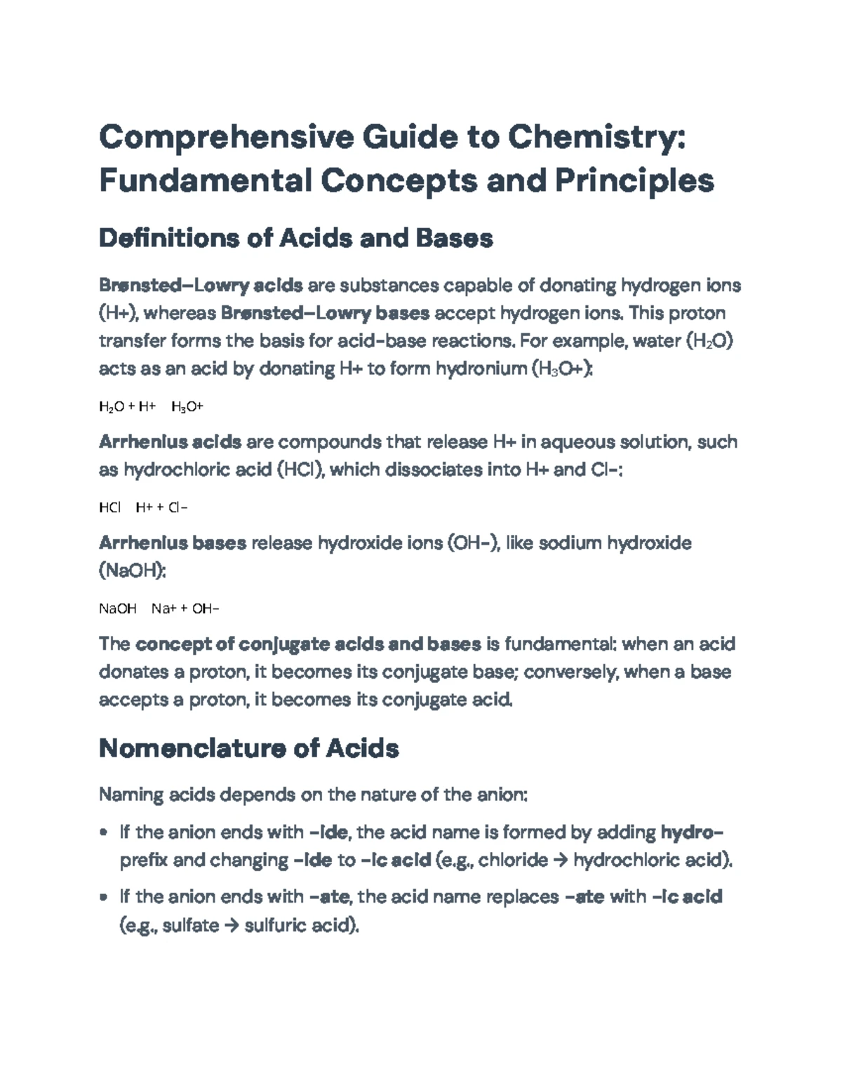 Comprehensive Chemistry Study Guide: Key Concepts & Principles (CHEM ...