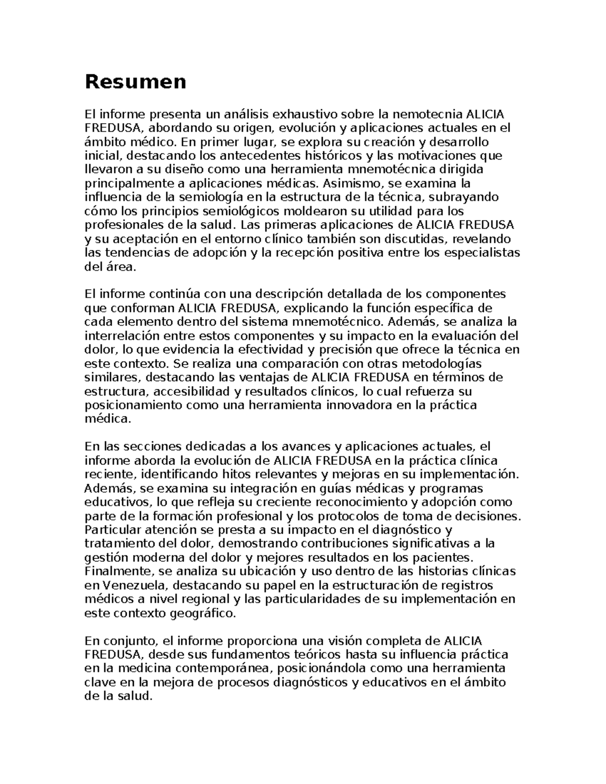 Análisis Exhaustivo de la Mnemotecnia ALICIA FREDUSA en Medicina - Studocu