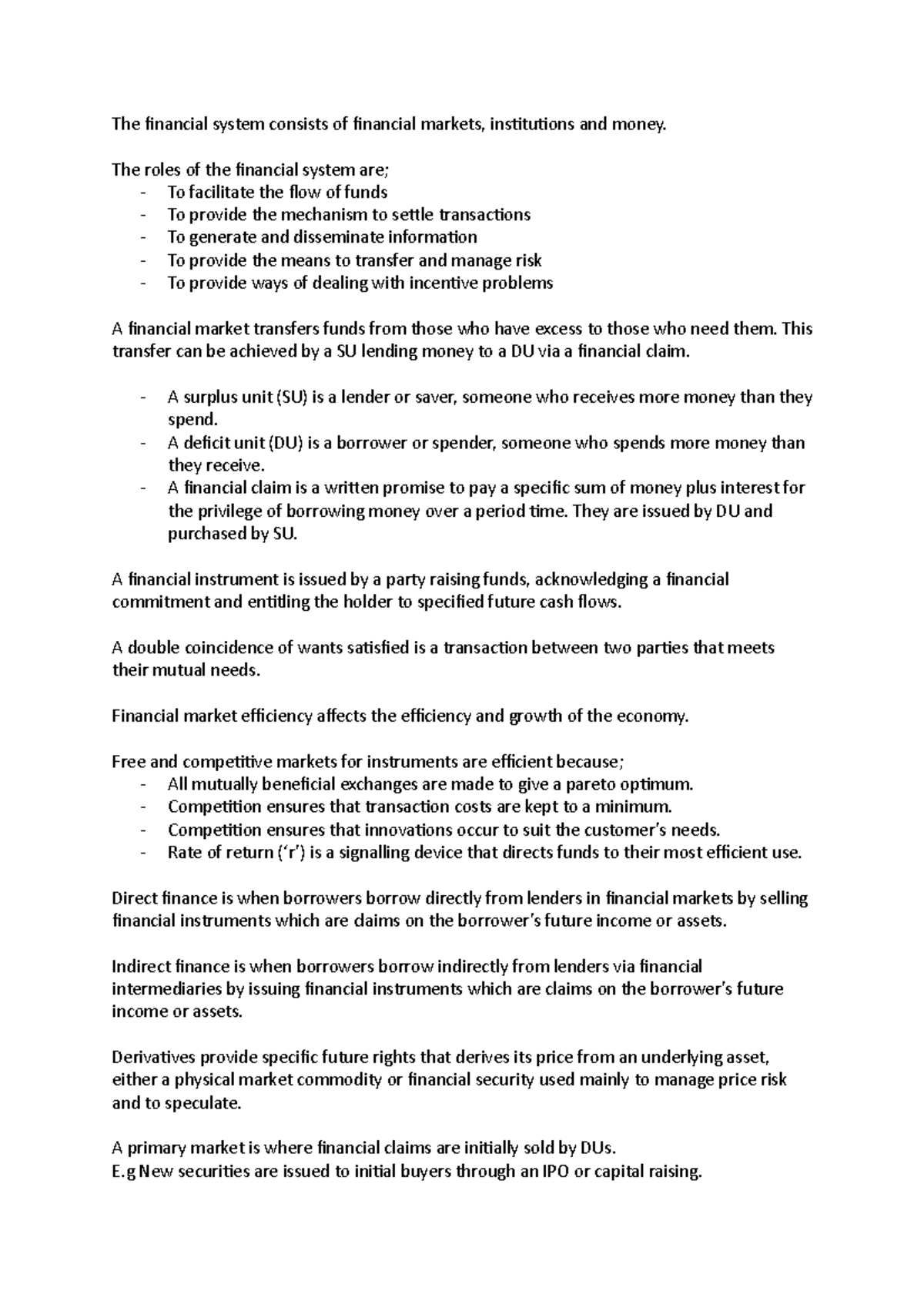 Principles of Finance Lecture Notes and Key Concepts - Studocu