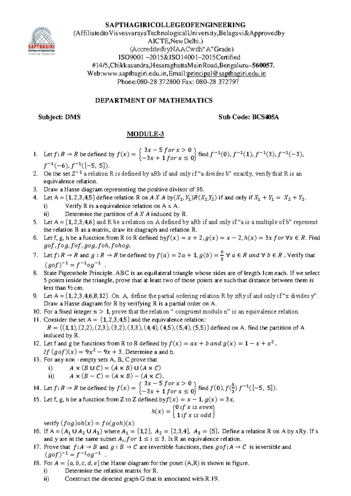 Question Bank for IV Sem - Module 3 (BCS405A) - Studocu