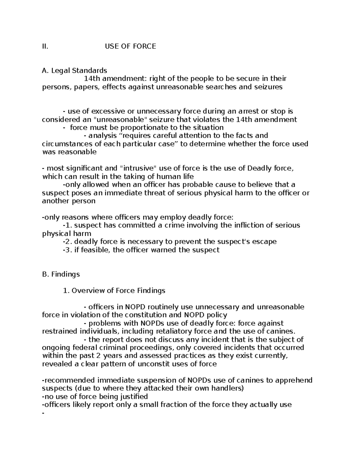 NOPD Use of Force Policies and Practices: A Critical Review and ...