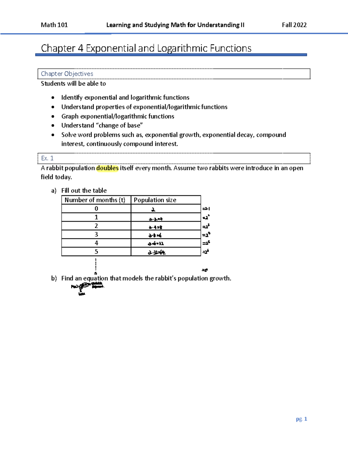 Chapter+4 - professor: Saul Lopez - Chapter 4 Exponential and ...