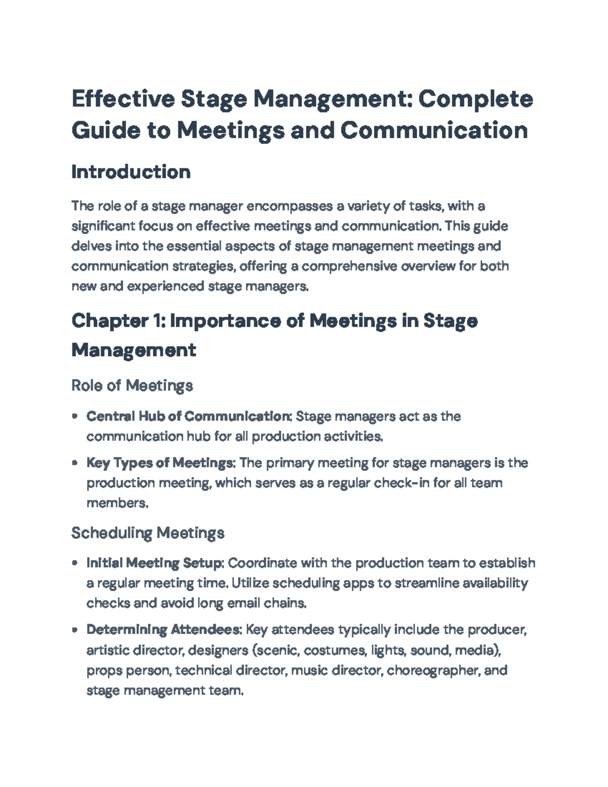 Effective Stage Management: Comprehensive Guide to Meetings & Comm ...