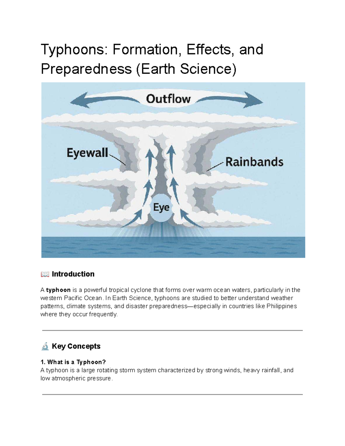Typhoons: Formation, Effects & Preparedness (Earth Science) - Studocu