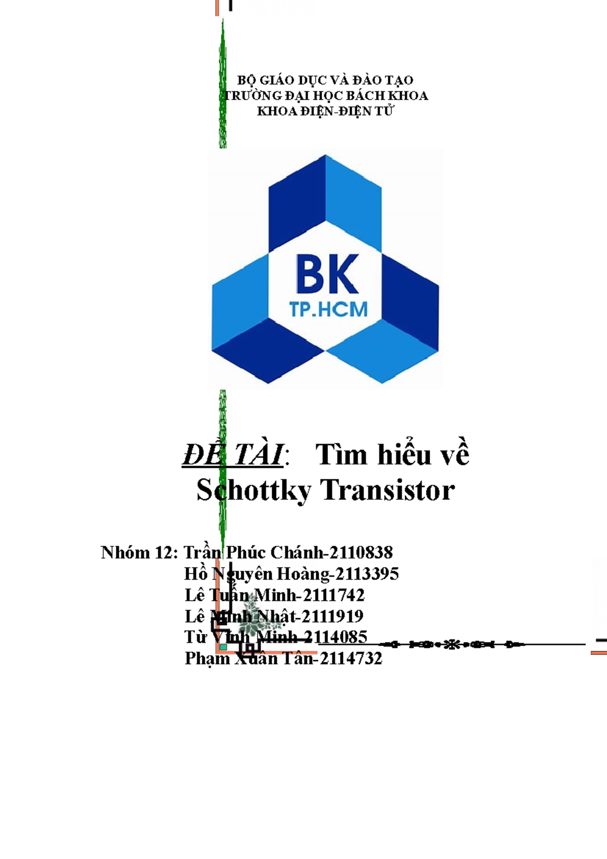 BTL VLBD - Nghiên cứu về Schottky Transistor và Ứng dụng của TTL - Studocu