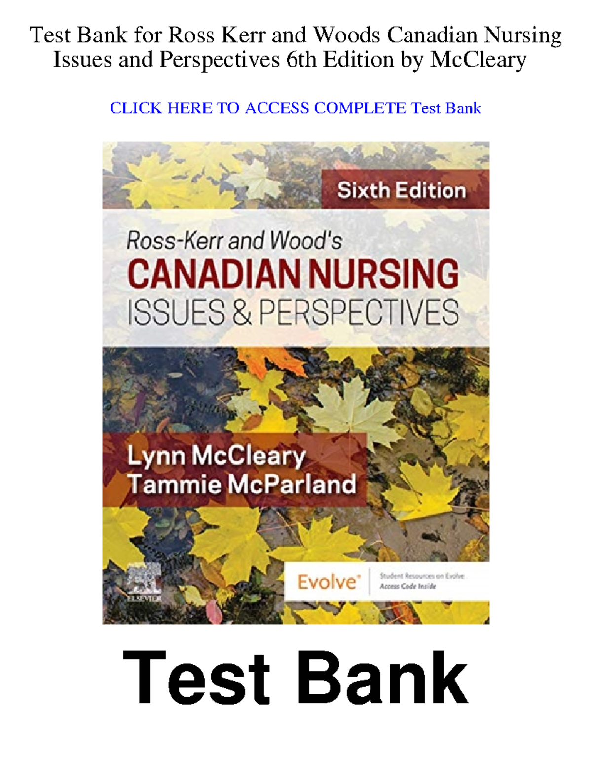QUESTION BANK　 2012　医学書　6冊 Test Bank for Canadian Nursing Issues & Perspectives (6th Ed) - Ch