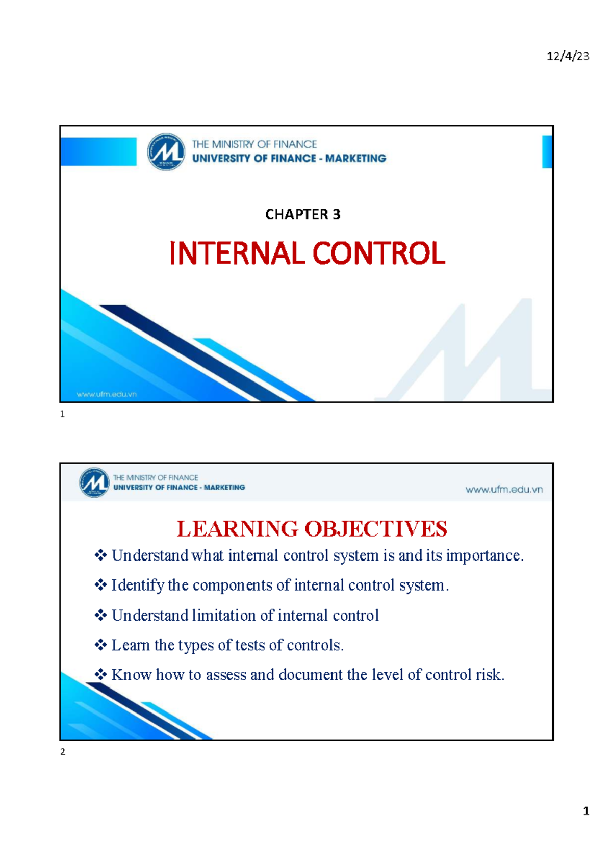 CHAPTER 3: INTERNAL CONTROL SYSTEM OVERVIEW AND AUDIT STRATEGIES - Studocu