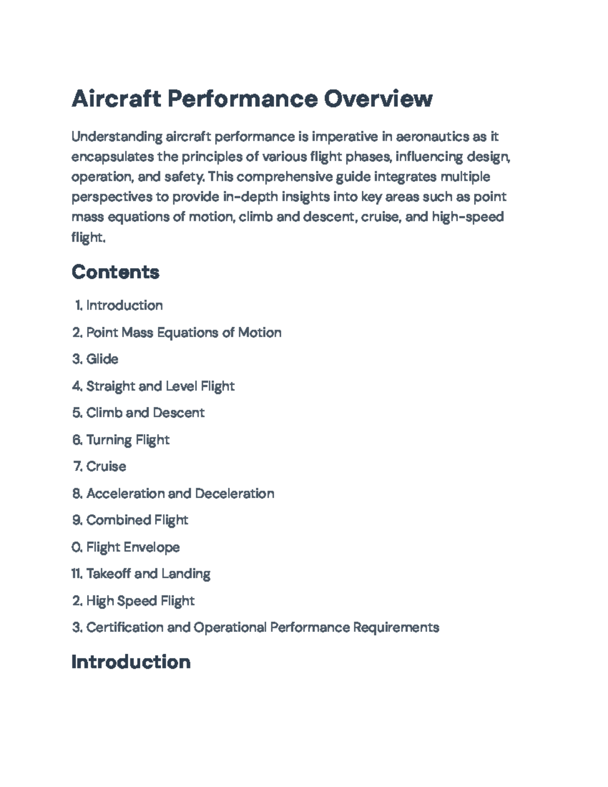 Aircraft Performance Overview: Key Concepts and Flight Analysis ...