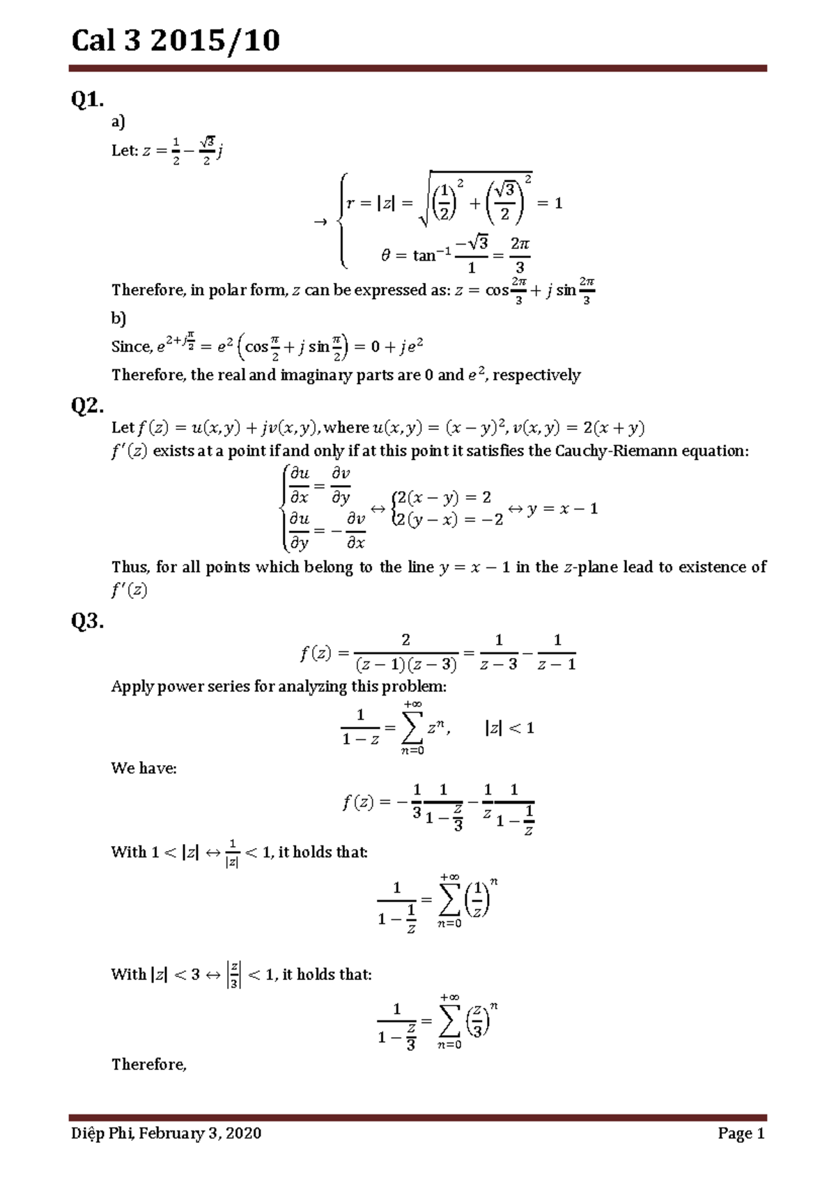 Ma023iu 2015 HK2 Midterm Exam Solutions and Analysis - Studocu