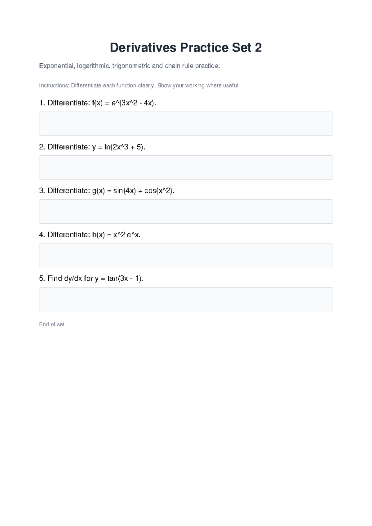 Derivatives practice set 2 - G14 FOS - Derivatives Practice Set 2 ...