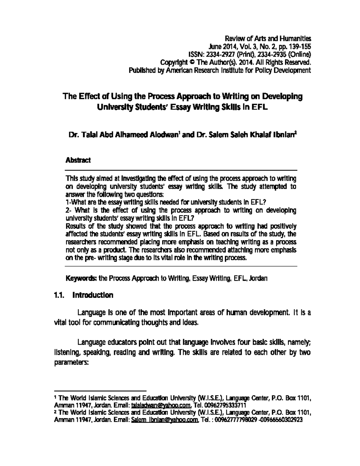 The Effect of the Process Approach on EFL University Essay Writing ...