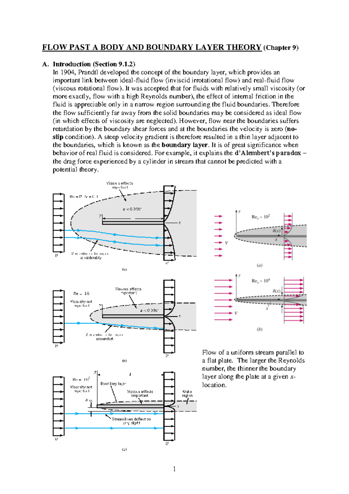 Boundary Layer Theory and Flow Past a Body (ENGR 101 - Chapter 9) - Studocu
