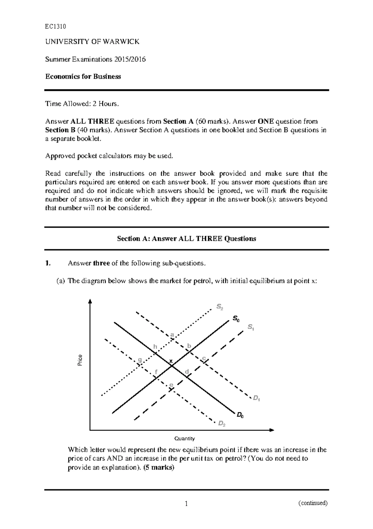 EC131 In-Class Questions: Market Structures & Monopolies Analysis - Studocu