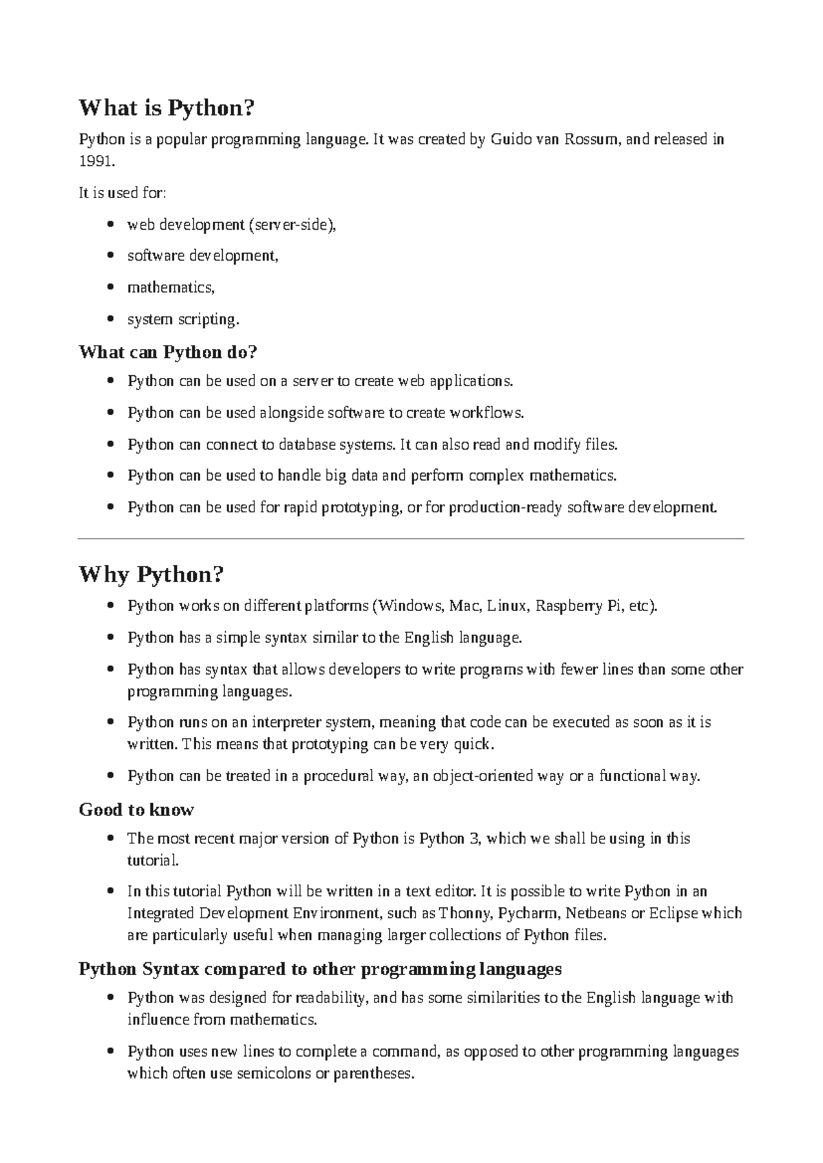 Python Basics: An Introduction to Programming (CS101) - Studocu