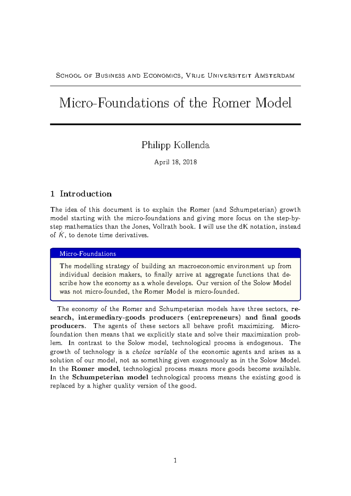 Micro-Foundations of the Romer Growth Model (IG&S 2018) - Studeersnel