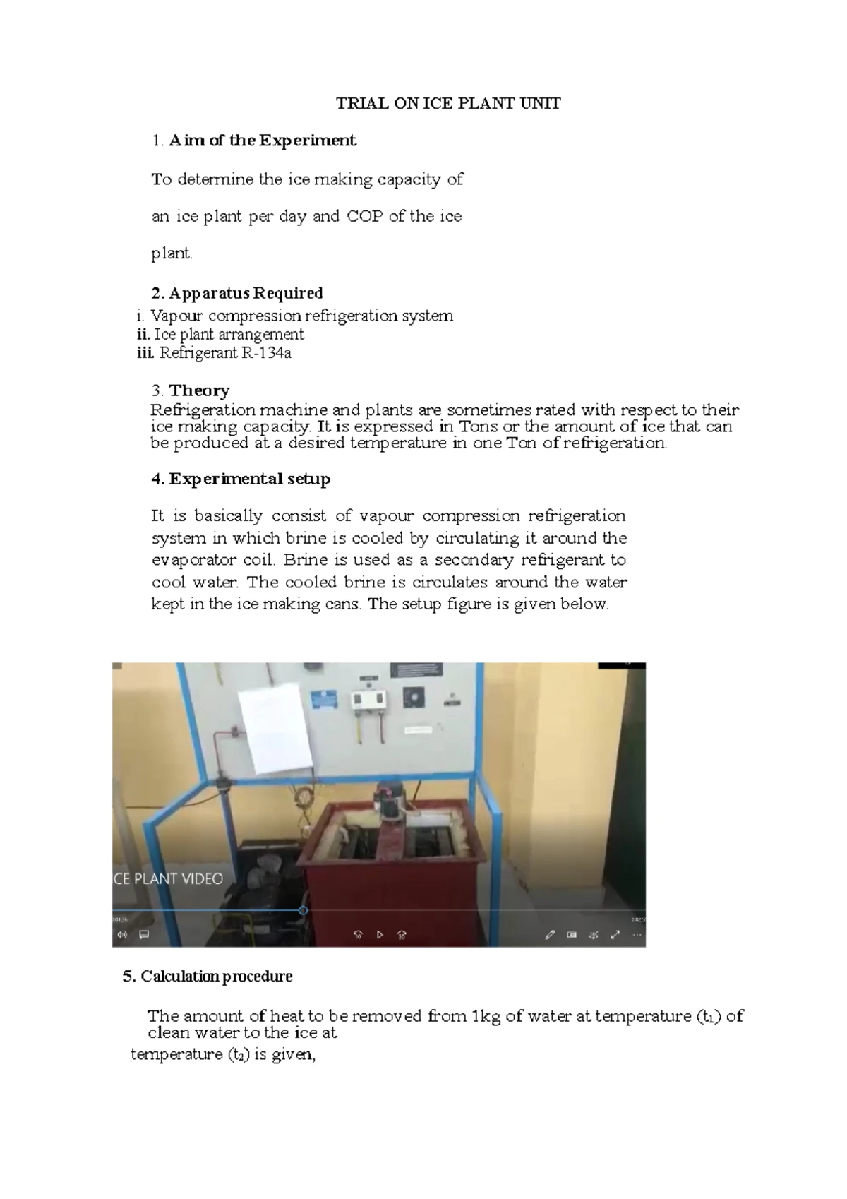 Exp-7 (TRIAL ON REFRIGERATION TEST RIG ON BATCH MODE) - Ice And Rac Lab ...