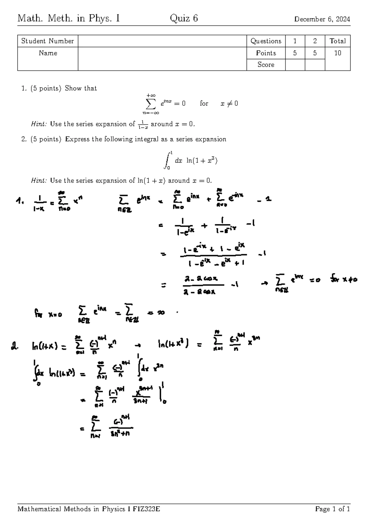 Quiz4 sol - it is a quiz with solutions for practice of mathematical ...