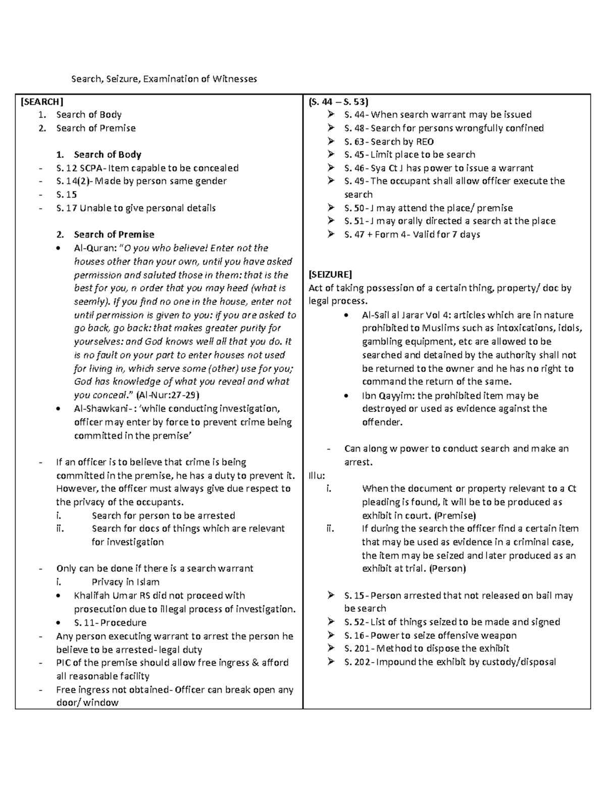 Search and Seizure Procedures: Legal Guidelines and Practices - Studocu