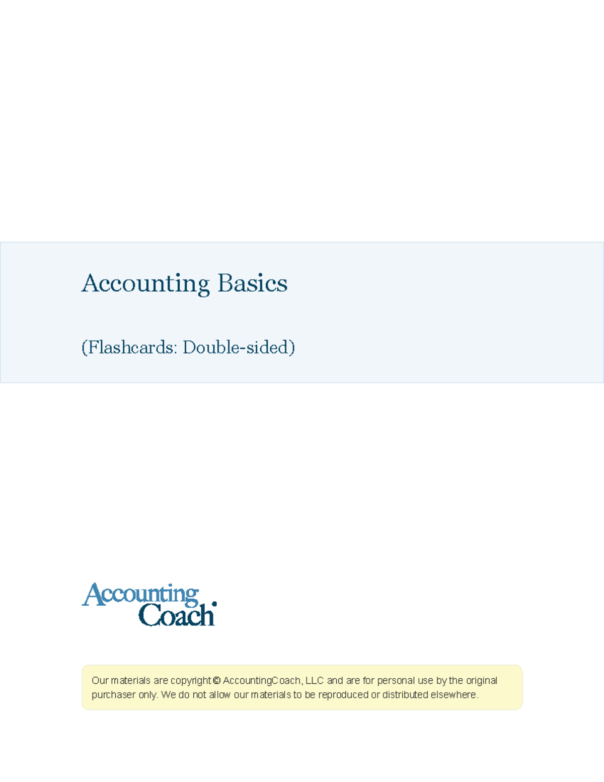 Accounting basics flashcards ds - Our materials are copyright purchaser ...