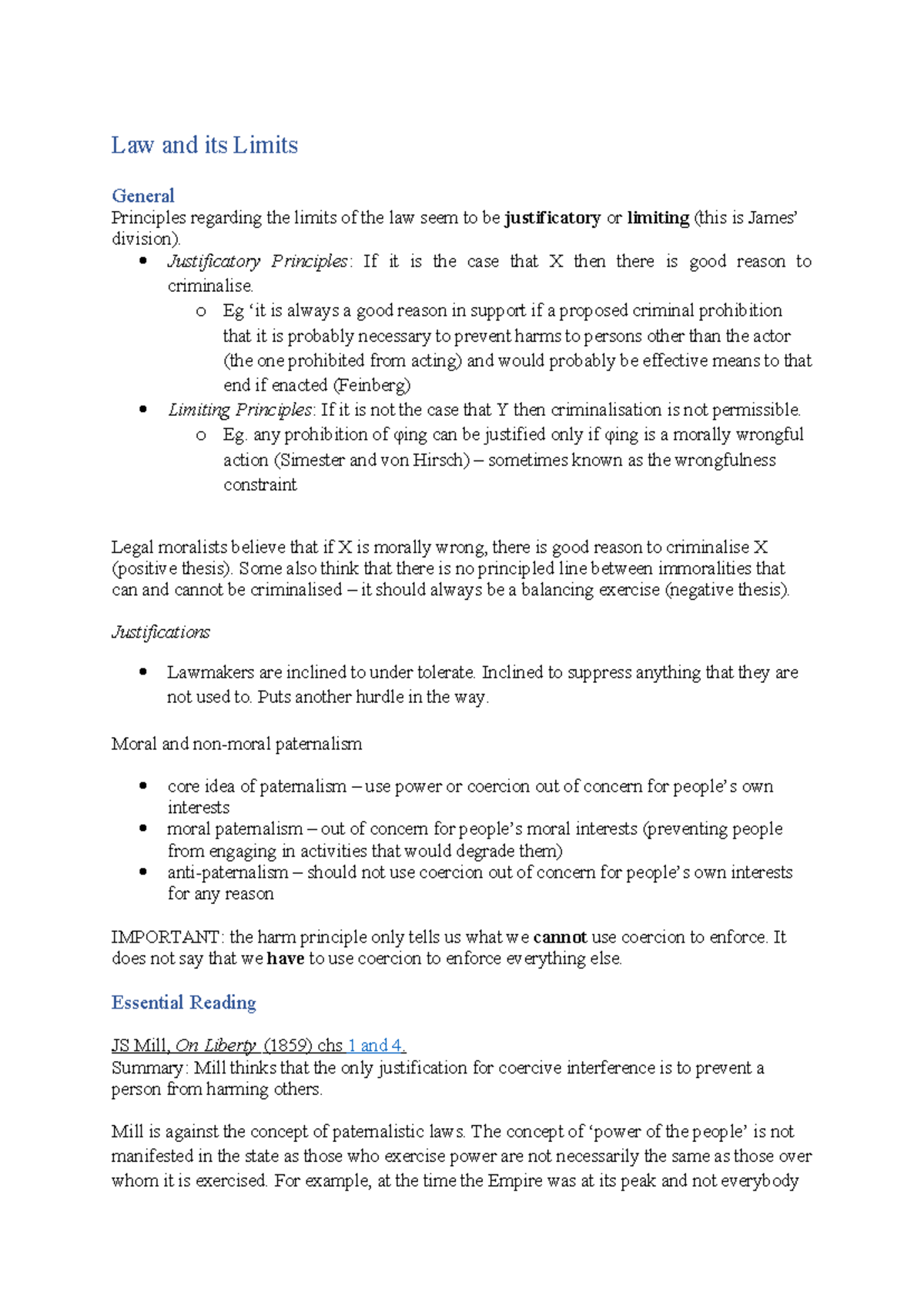 Law and Its Limits: Exploring Justificatory and Limiting Principles ...
