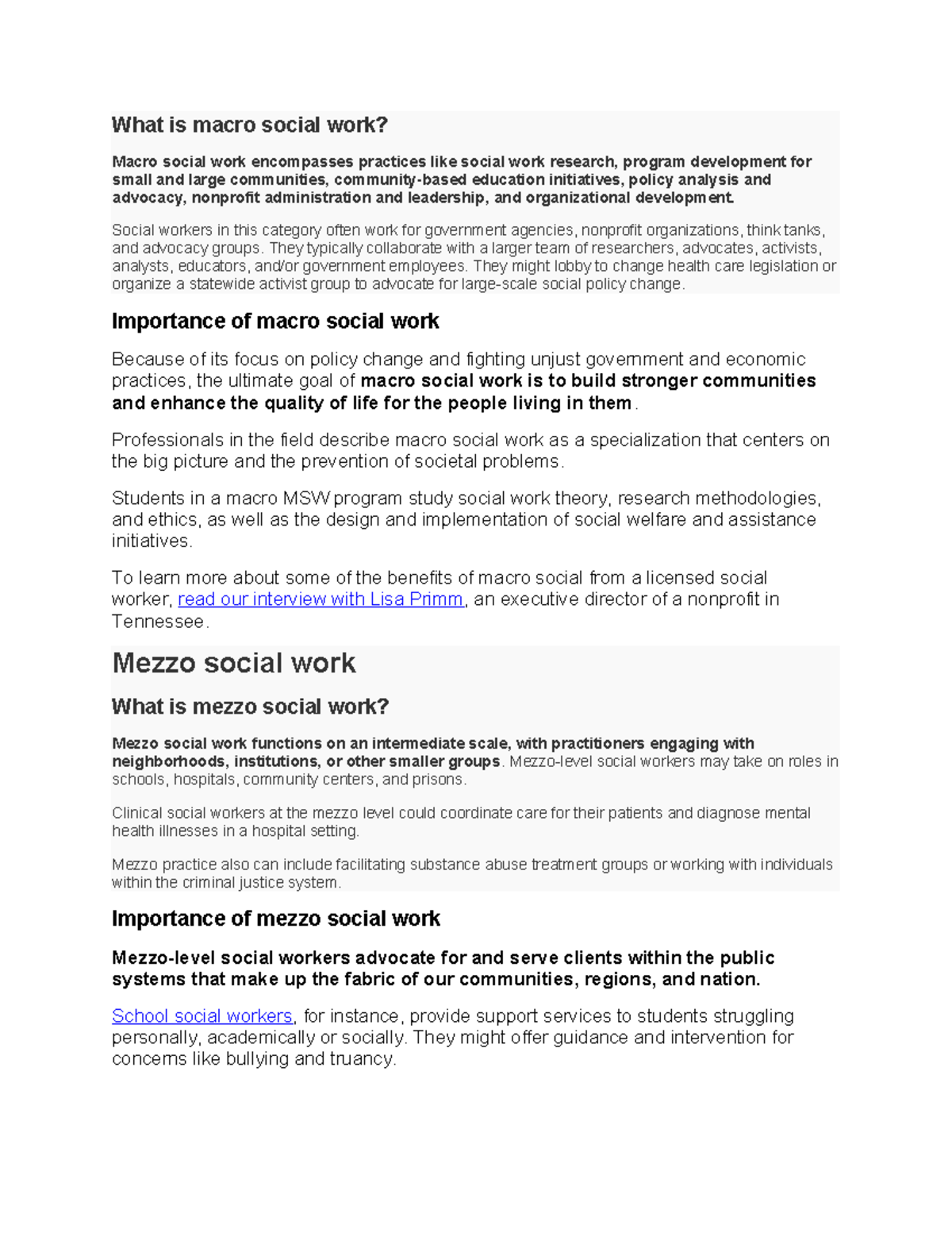 Micro, Mezzo, and Macro Social Work Overview - AMKI 101 - Studocu