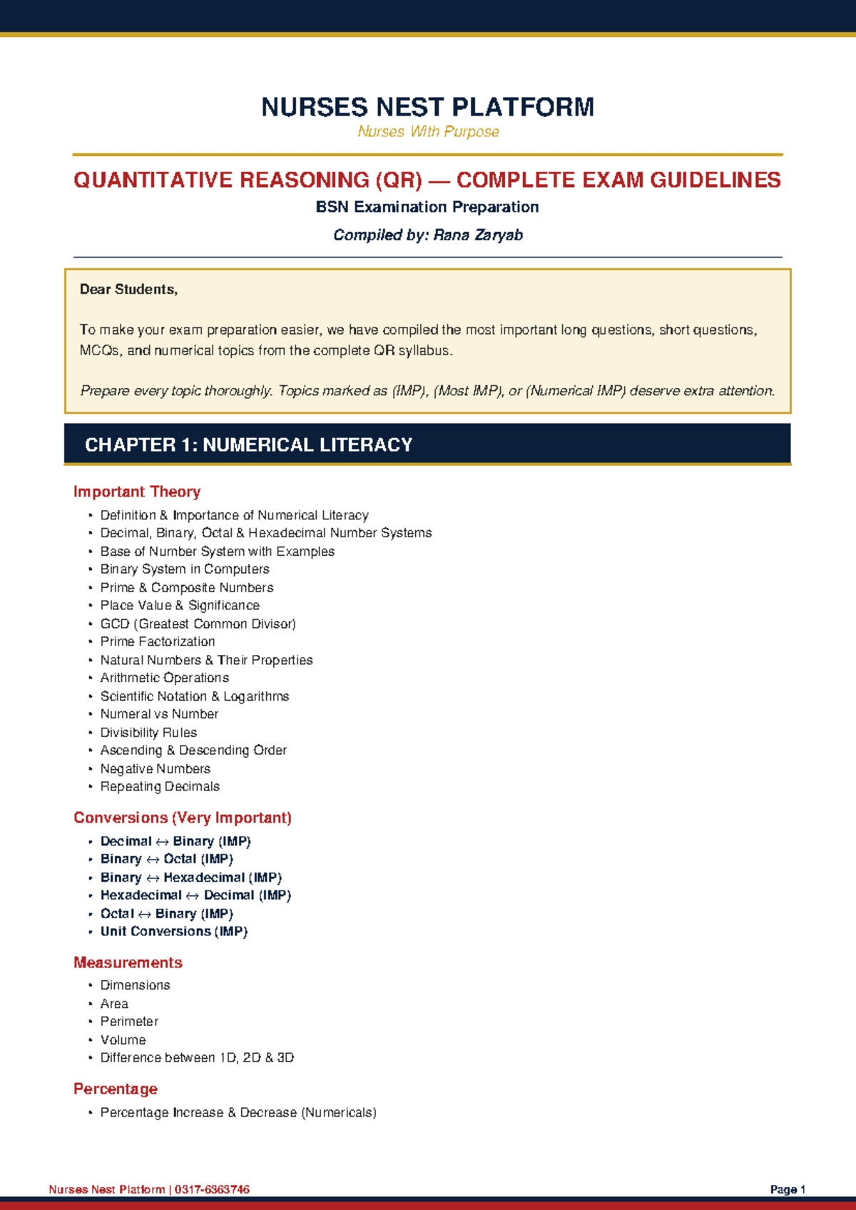 QR-1 Exam Guidelines: Essential Study Material for BSN Students - Studocu