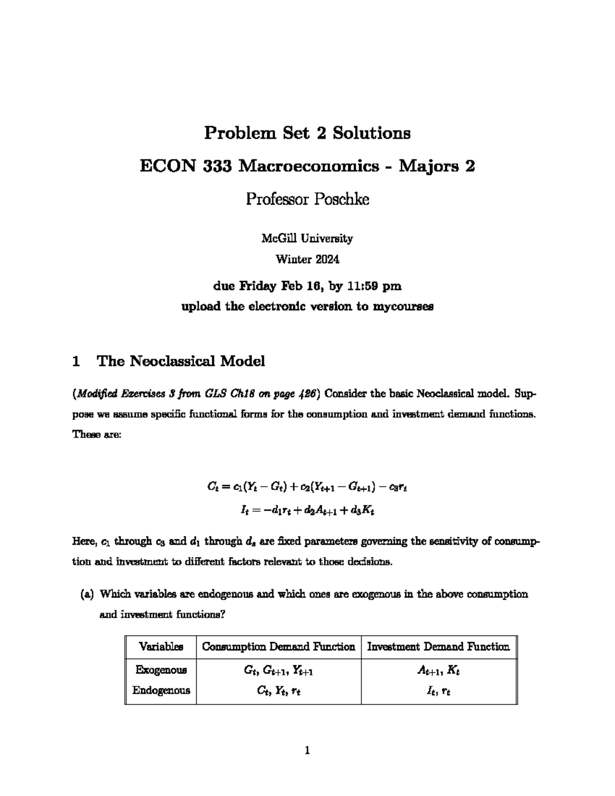 ECON 333 Macro PS 2 Solutions - ECON 330D2 - Studocu