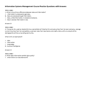 Information Systems Management - Quizit and Practice Test - C724 ...