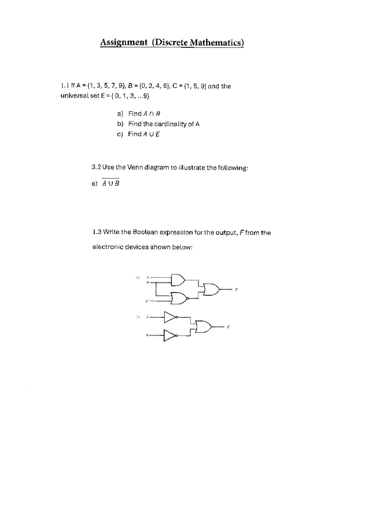 Assignment 1: Discrete Mathematics Problems & Solutions - Studocu