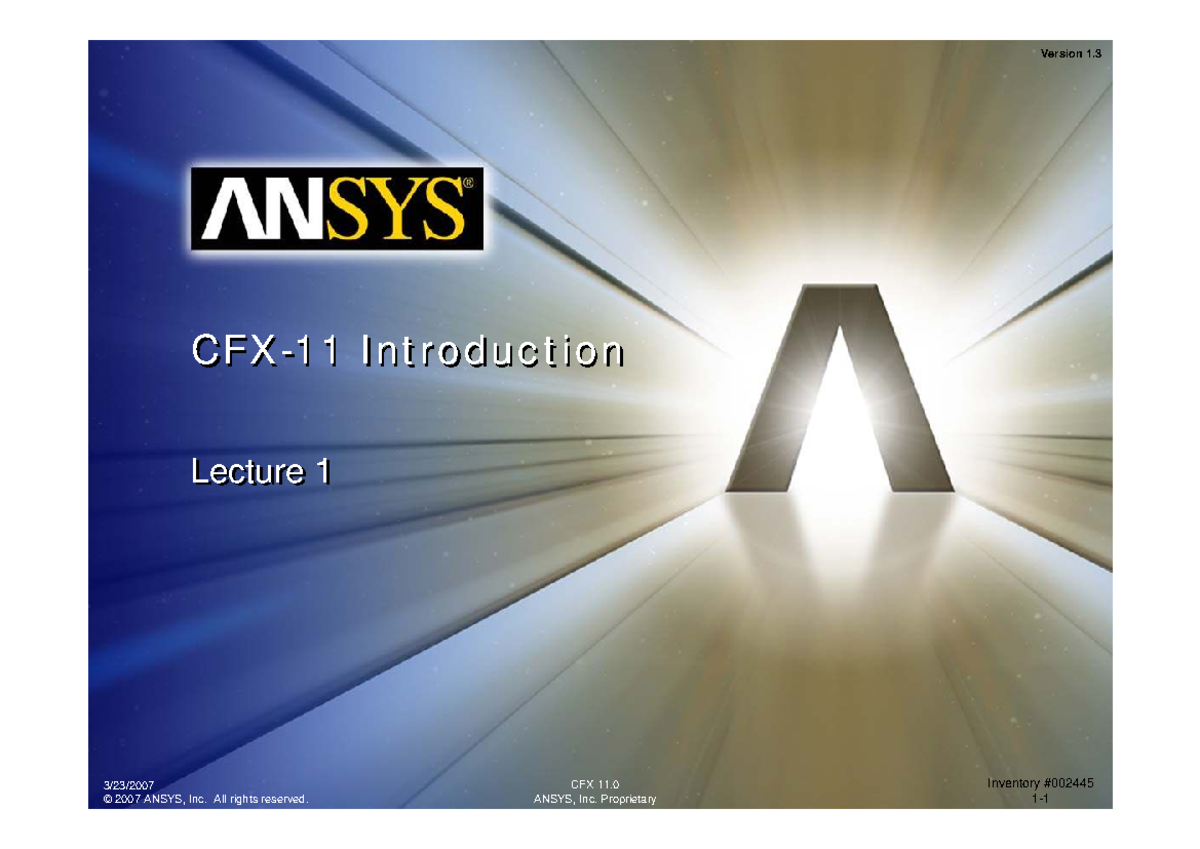 CFX 11.0 Intro Lecture: Geometry & Mesh Creation Guide - Studocu