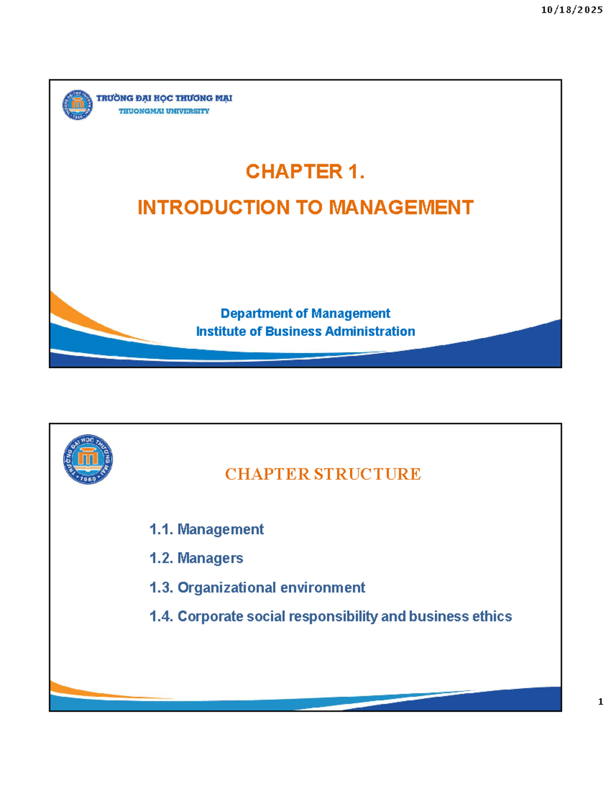 CHAPTER 1: INTRODUCTION TO MANAGEMENT (BMQTH 2025) - Studocu