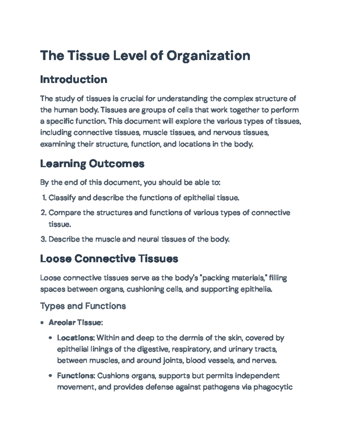 Understanding Tissue Types Structure Function Overview The Tissue