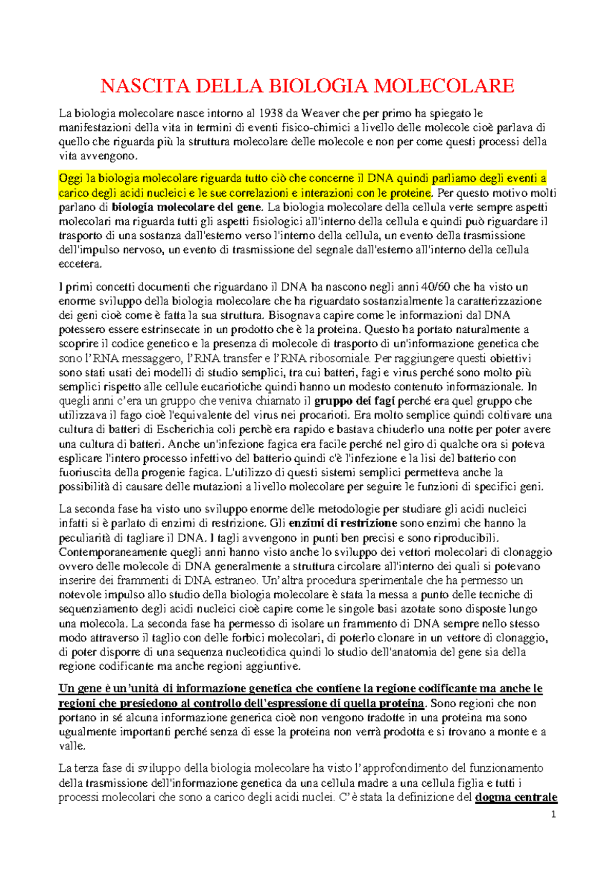 Biologia Molecolare 101 - Appunti per l - Document Preview