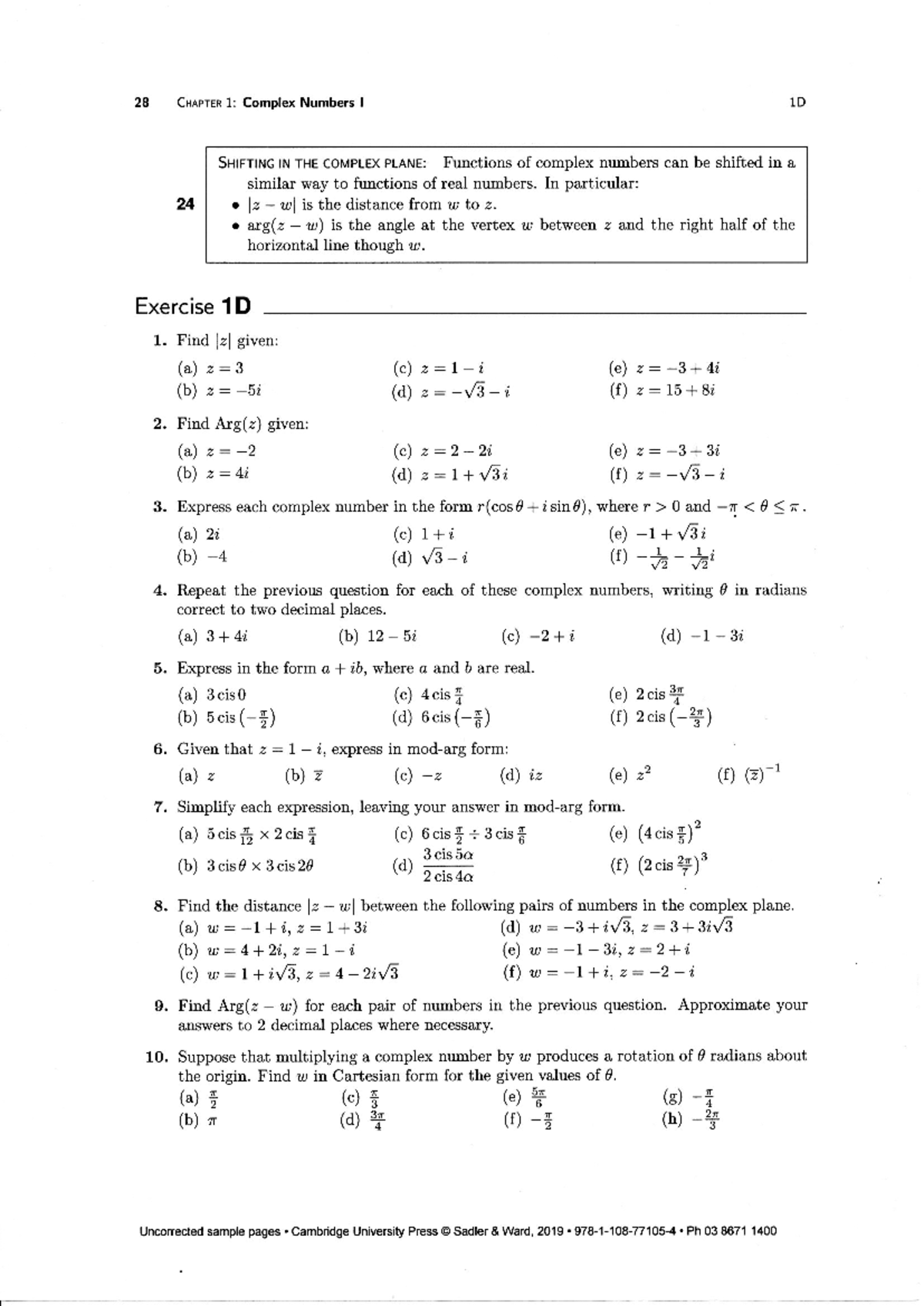 Term 2 week 4 - Math - 28 CHAPTER 1: Complex Numbers I 1D SHIFTING IN ...