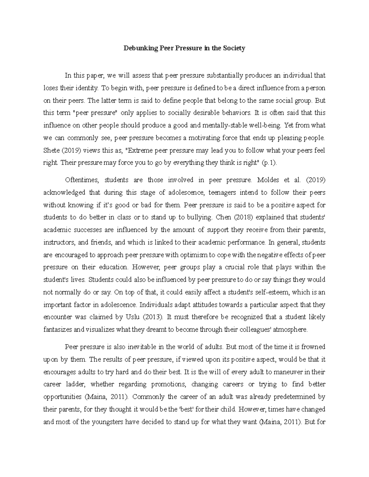 Position Paper - Understanding the Impact of Peer Pressure on Identity ...