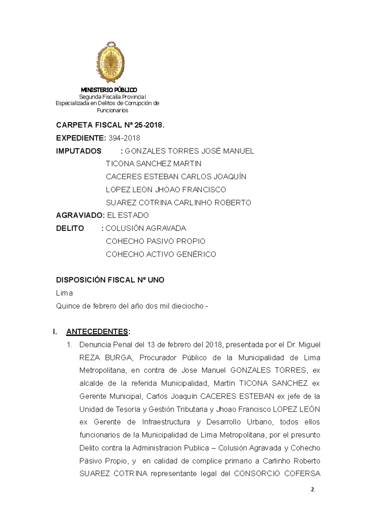 Modelo de Carpeta Fiscal Penal para Delitos de Corrupción - 25-2018 - Document Preview