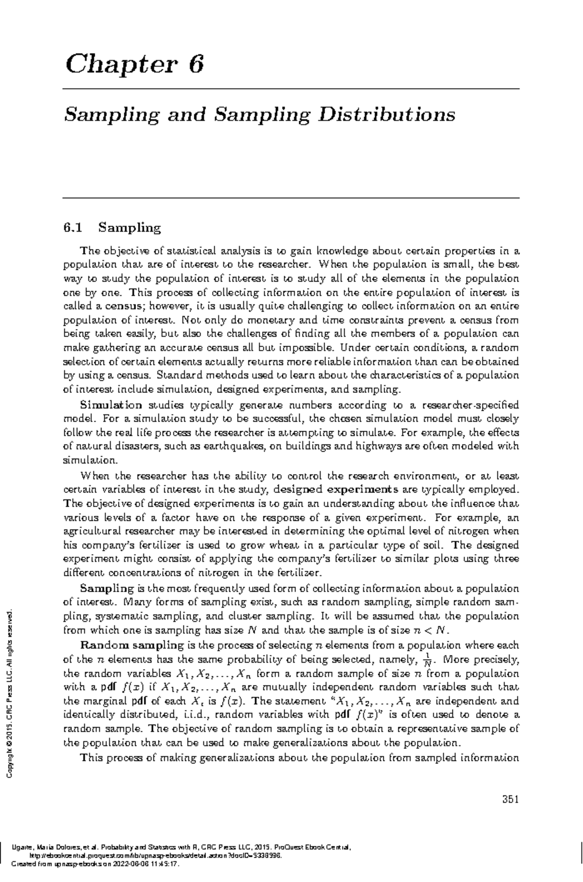 TEMA 6 - tema 6 - Chapter 6 Sampling and Sampling Distributions 6 ...