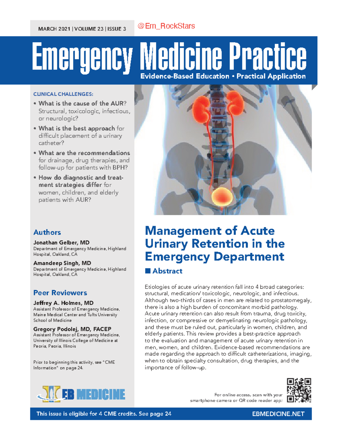 MARCH 2021 - Volume 23 Issue 3: Management of Acute Urinary Retention ...