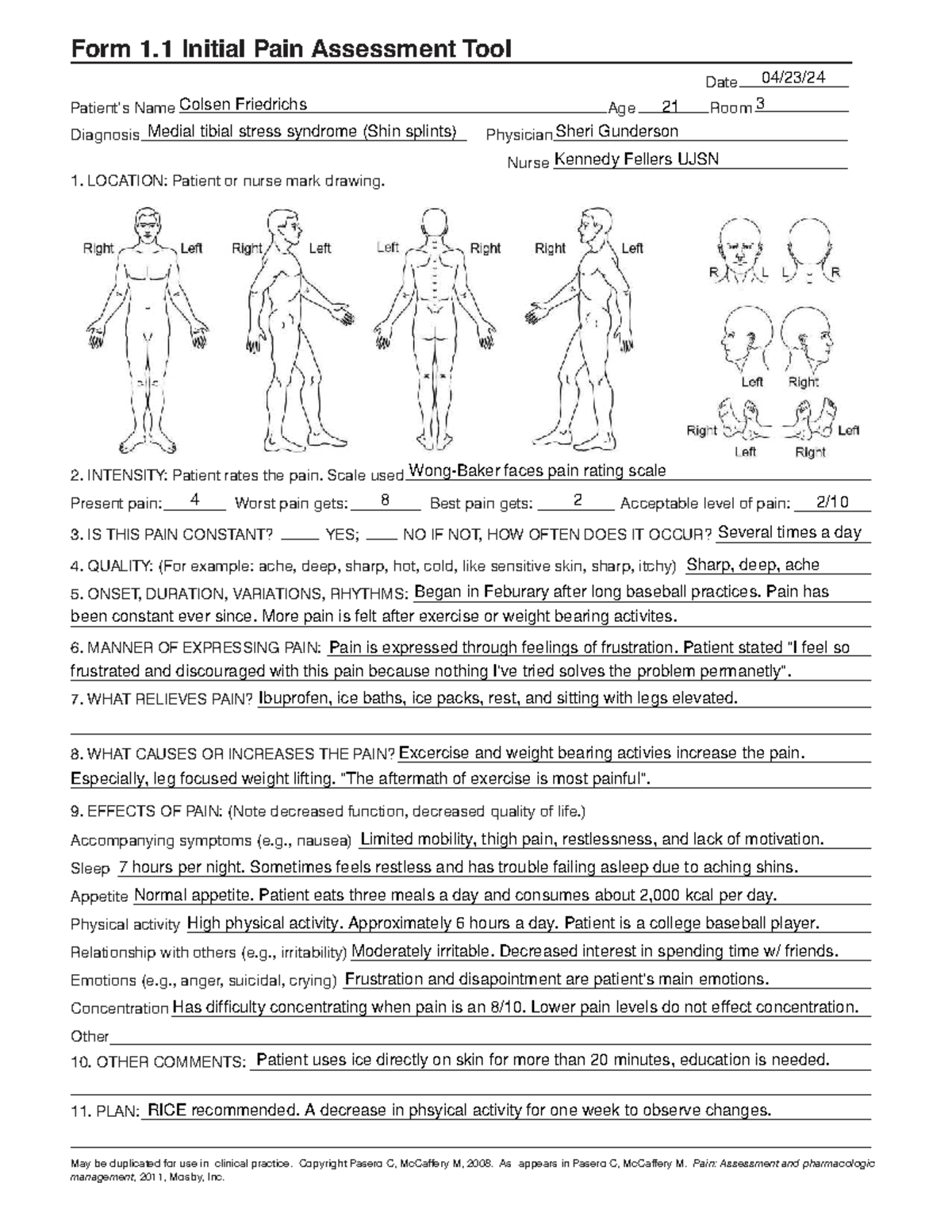 Pain Assessment - INTENSITY: Patient rates the pain. Scale - Studocu