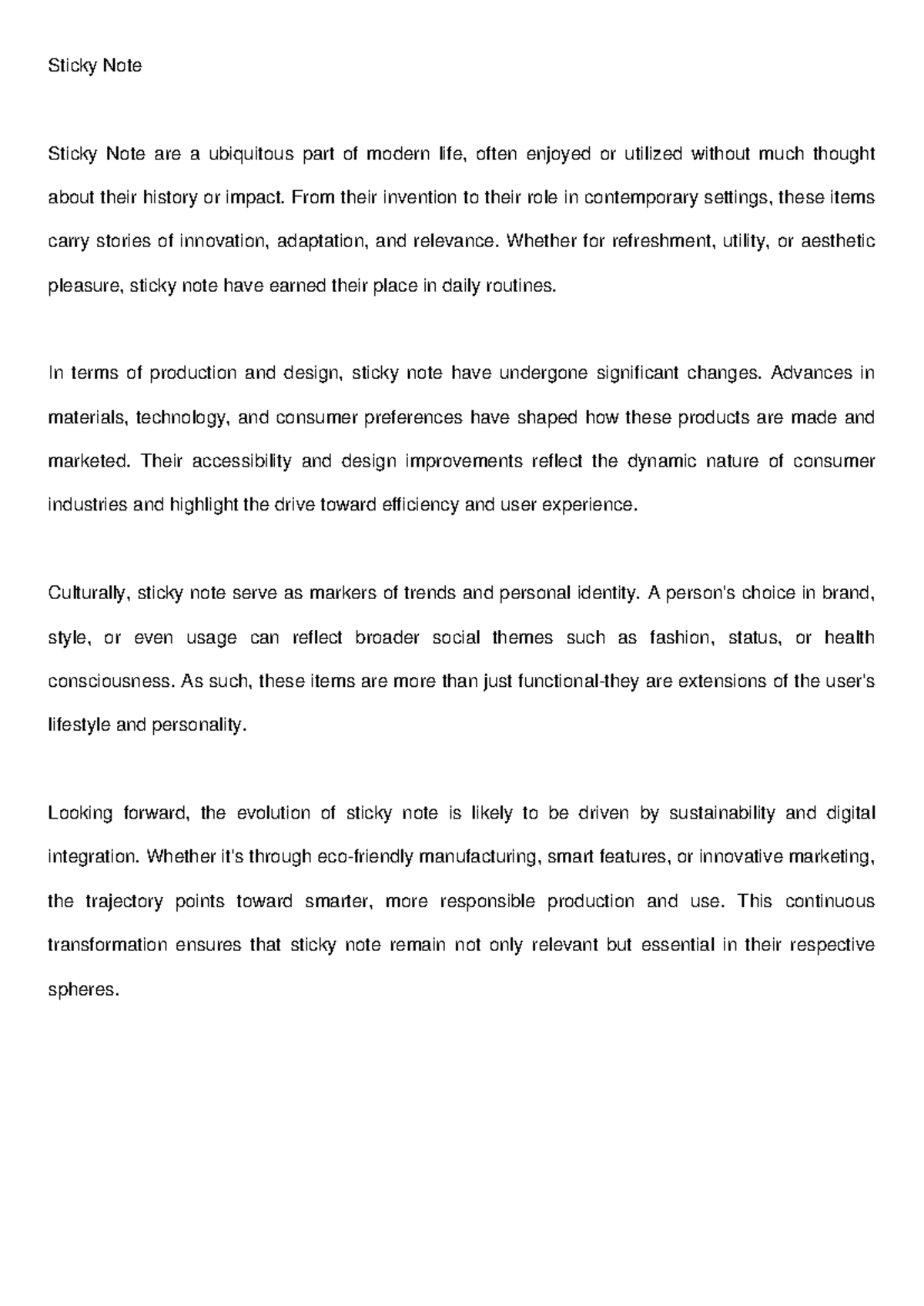 Sticky Note Essay - cgygjgycjgcyjcgjcg - Sticky Note Sticky Note are a ...