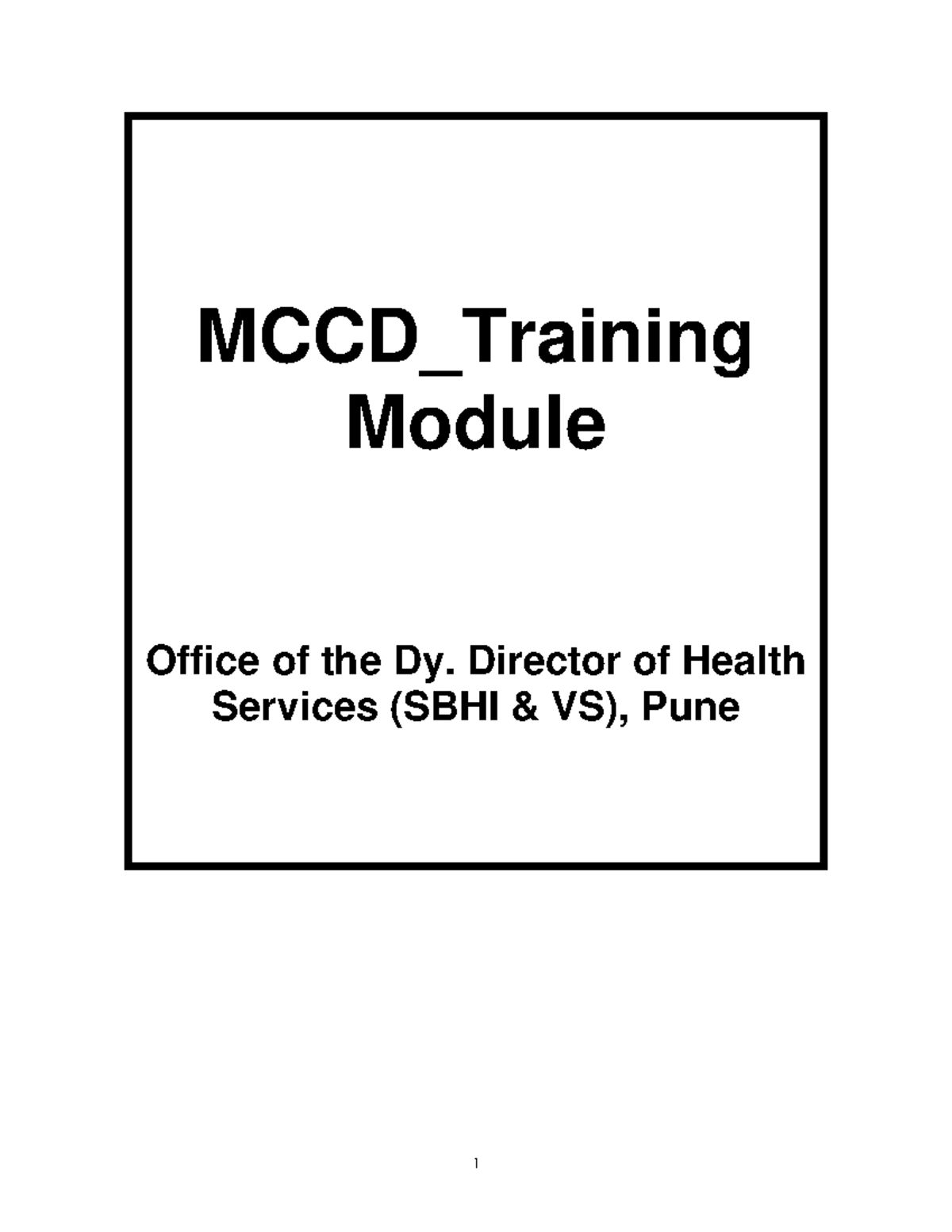 MCCD_Training Module: Importance and Legal Provisions of MCCD - Studocu