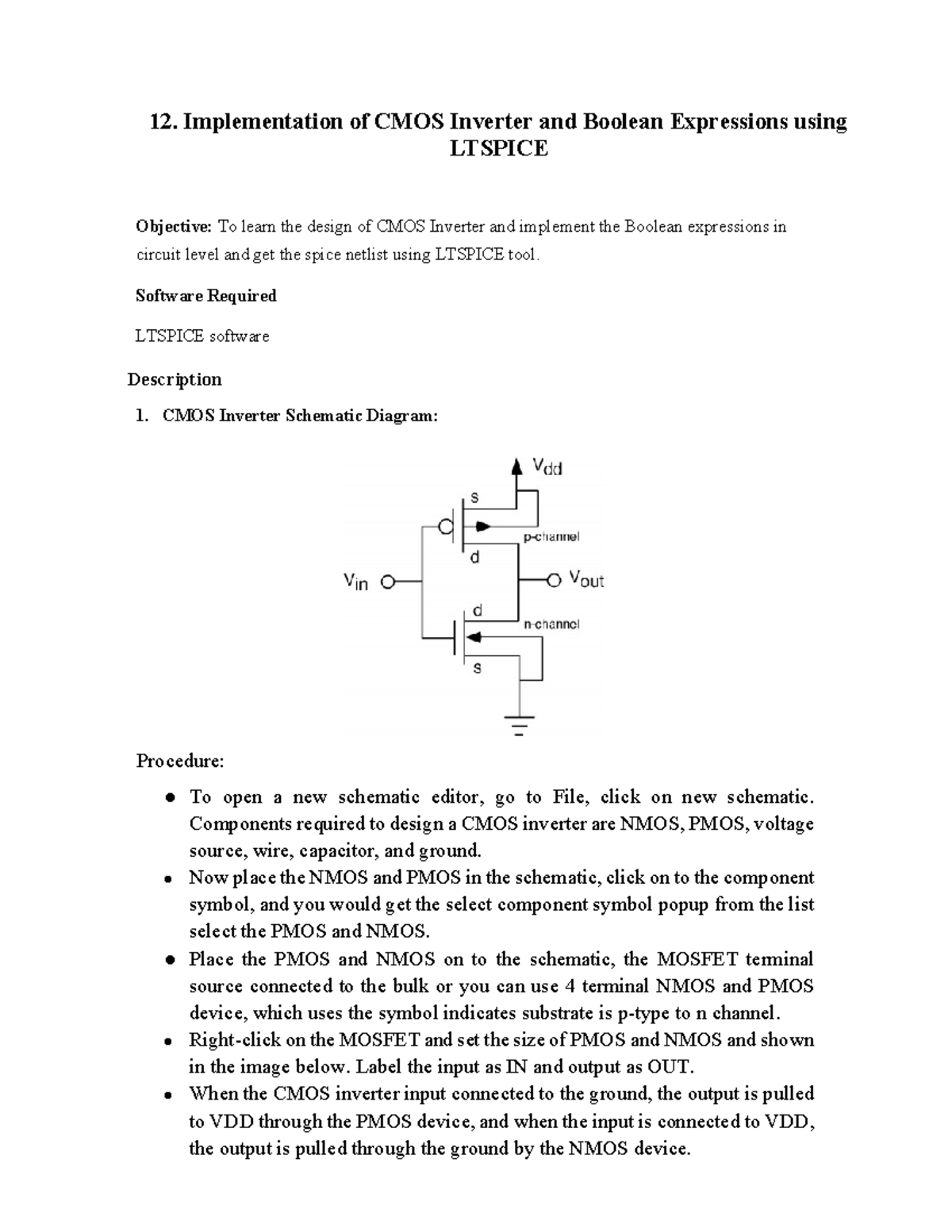 Exp12 VLSI - CMOS Inverter Design & Boolean Expressions in LTSPICE ...