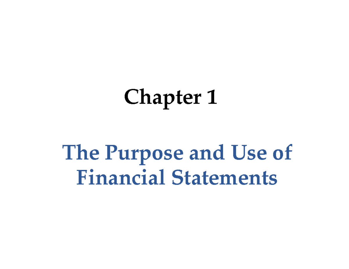 Financial Statements Overview - Chapter 1 Slides (ACC 101) - Studocu