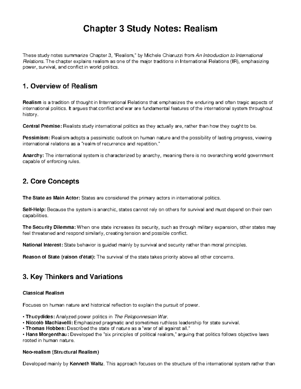 Chapter 3 Study Notes: Realism - Studocu