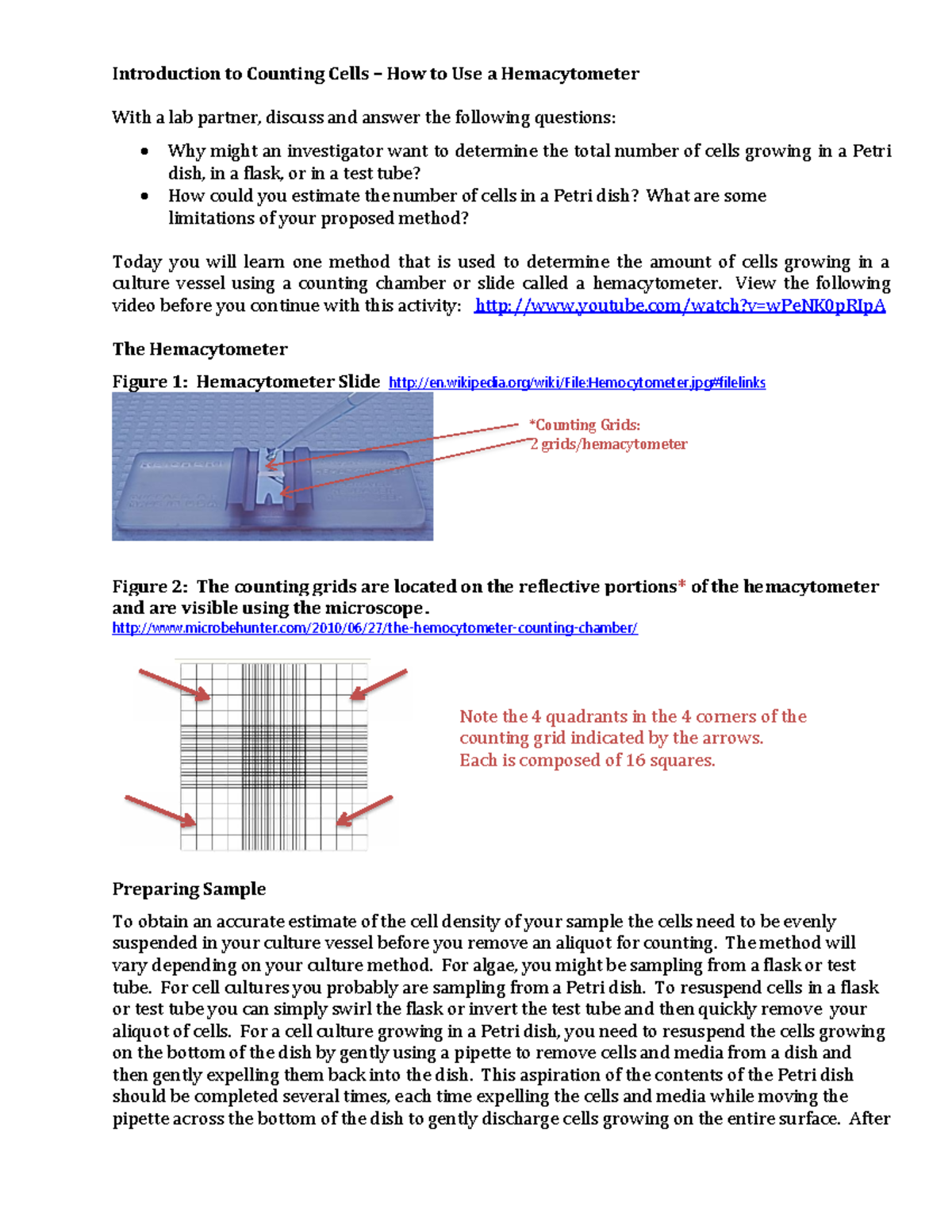 Introduction to Hemacytometer Cell Counting (BIO 101) - Studocu