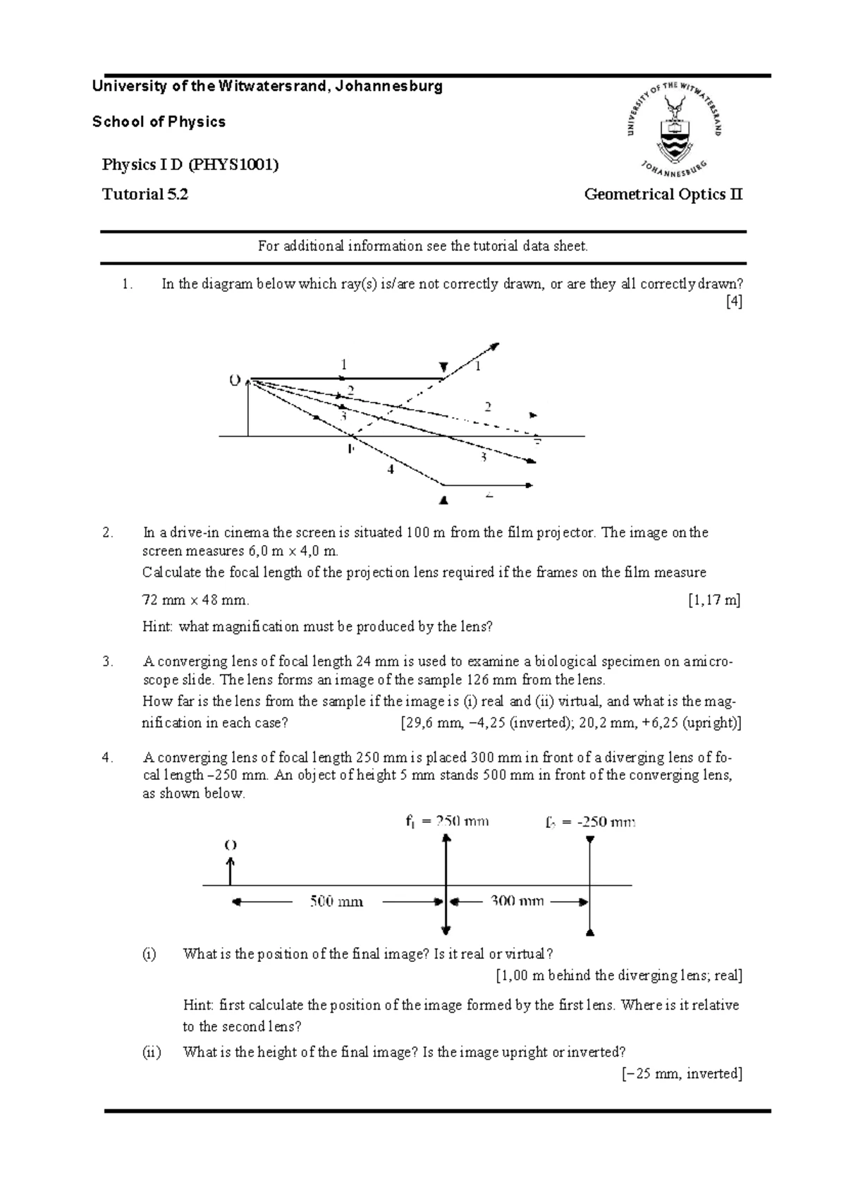 PHYS1001 Tutorial 4.1: Electrostatics Questions and Solutions - Studocu