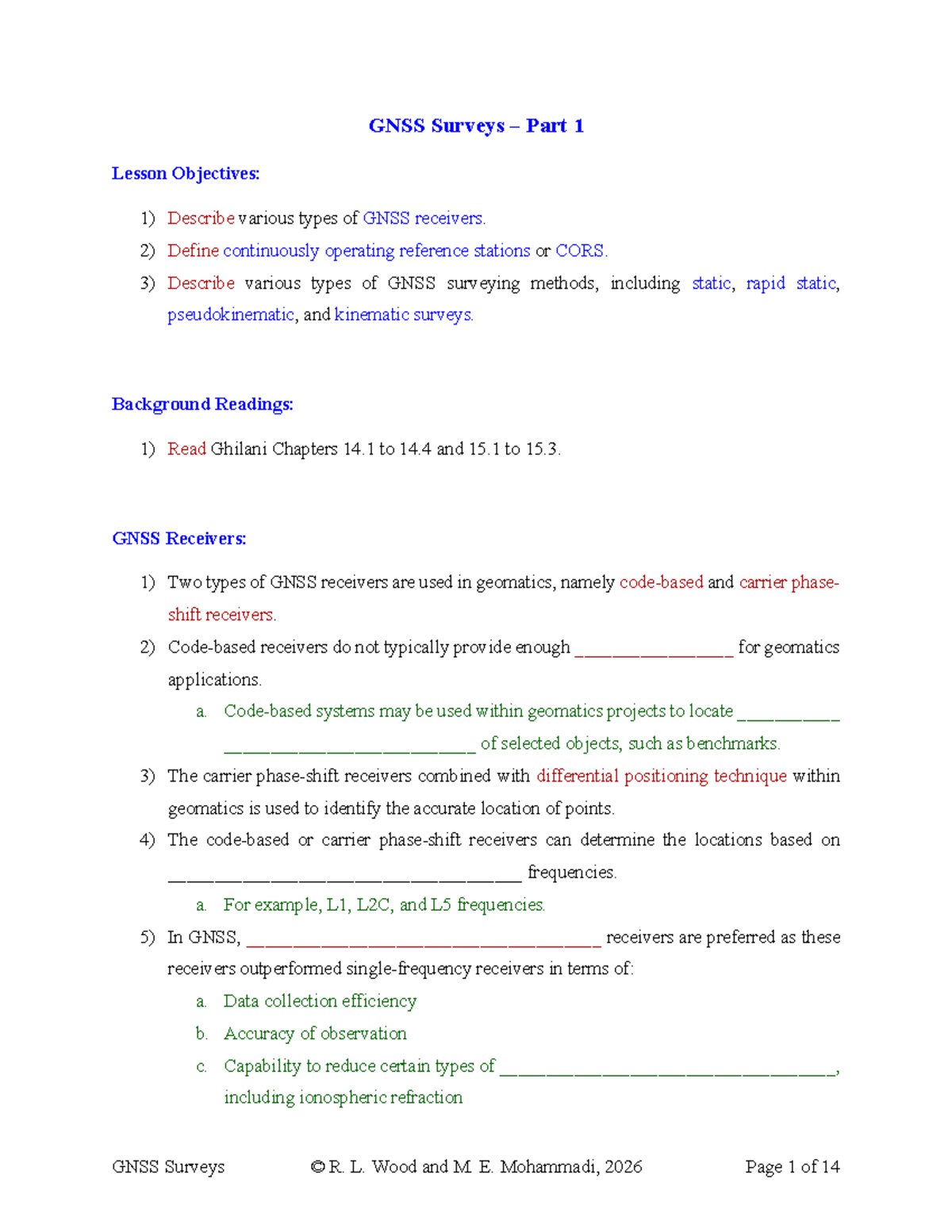 GNSS Surveys (GNSS 101) - Comprehensive Lesson Notes - Studocu